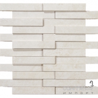 Плитка декор, мозаика 30x28 Apavisa Evolution Mosaico Brick G-1822 White Striato (структурная, белая)