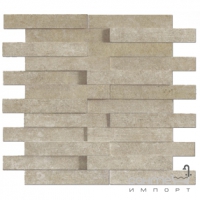 Плитка декор, мозаика 30x28 Apavisa Evolution Mosaico Brick G-1822 Beige Striato (структурная, бежевая)