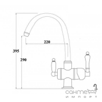 Змішувач для кухні з виливом для фільтрованої води із двома керамічними ручками Zorg ZR 329-YF-50 BR Бронза (Латунь)