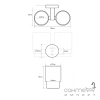 Держатель двойной для стакана настенный в комплекте с матовыми стаканами Bemeta Omega, арт. 104110022