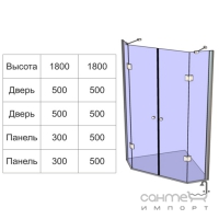 Пентагональна душова кабіна Ardien Lux S2029 50х100х50х180 кольору