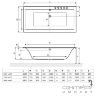 Ванна акриловая Excellent Pryzmat Slim 160x75