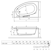 Ванна акриловая Excellent Kameleon L 170x110 левосторонняя