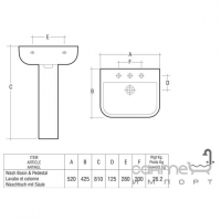 Раковина с пьедесталом Rak Ceramics Series 600 (белый)