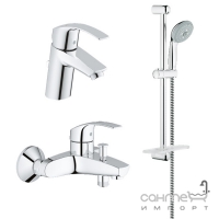 Набор для ванной комнаты (душевой гарнитур + смесители для раковины и ванны) Grohe Eurosmart 123238S