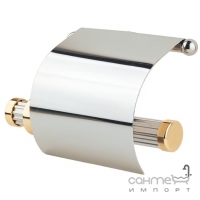 Тримач для туалетного паперу з кришкою Kugu Maximus 611C&G хром-золото