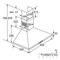 Кухонна витяжка Bosch DWW09W850 нержавіюча сталь