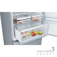 Отдельностоящий двухкамерный холодильник с нижней морозильной камерой Bosch Serie 4 KGN56VI30U сталь