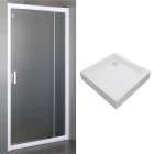 Душевая дверь 70-80х185 см Eger Viz 599-005-80 профиль белый/стекло Zuzmara с поддоном 80x80x15 54918