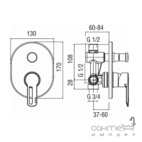 Душева система, що вбудовується Nobili Rubinetterie New Road Midi250 RDMD/1CR