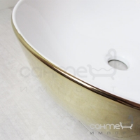 Раковина керамическая на столешницу круглая Vito VT-G0011 белый-золото