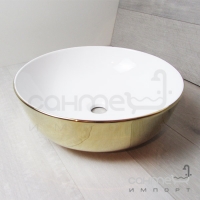 Раковина керамічна на стільницю кругла Vito VT-G0011 білий-золото