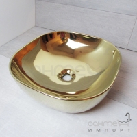 Раковина керамическая на столешницу квадратная Vito VT-G0014 золото