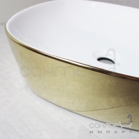 Раковина керамическая на столешницу Vito VT-G0015 белый-золото