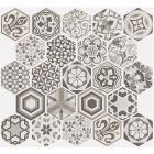 Плитка напольная, шестиугольная 17,5x20 Equipe Hexatile Harmony B&W 21357 (случайный дизайн) 