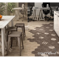 Плитка для підлоги, шестикутна 17,5x20 Equipe Hexatile Cement Mud 22097 (коричнева)