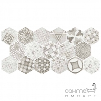 Плитка напольная, шестиугольная, декор 17,5x20 Equipe Hexatile Cement Garden Grey 22099 (случайный узор) 