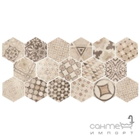 Плитка напольная, шестиугольная, декор 17,5x20 Equipe Hexatile Cement Garden Sand 22098 (случайный узор) 