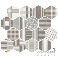 Плитка напольная, шестиугольная, декор 17,5x20 Equipe Hexatile Cement Geo Grey 22101 (случайный узор) 