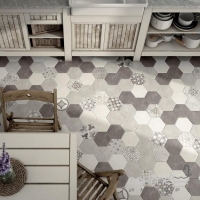 Плитка для підлоги, шестикутна, декор 17,5x20 Equipe Hexatile Cement Geo Grey 22101 (випадковий візерунок)