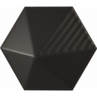 Настенная плитка, шестиугольная 12,4x10,7 Equipe Magical 3 Umbrella Black Matt 23029 (черная, матовая)