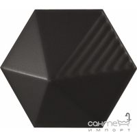 Настенная плитка, шестиугольная 12,4x10,7 Equipe Magical 3 Umbrella Black Matt 23029 (черная, матовая)