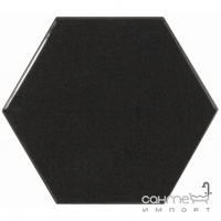 Настінна плитка 12,4x10,7 Equipe Scale Hexagon Black 21915 (чорна, глянсова)