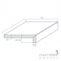 Ступень угловая левая 345x600 Zeus Ceramica Pierre Bleue Gris SX60PZ8RR1