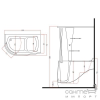 Угловая ванна с каркасом, панелью и душевой кабиной Treesse GEN-X TOP VTL SX (левая) V3311 + B3311