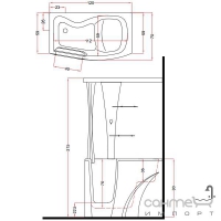 Угловая ванна с каркасом, фронтальной панелью и душевой кабиной Treesse GEN-Y TOP VTL DX (правая) V3411 + B3411