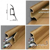 Плінтус для підлоги з кабель-каналом Dollken SLK-50 Дуб Вогезі, арт. W129 (пластиковий)