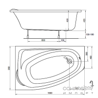 Асимметричная акриловая ванна Kolo Mystery 150 левосторонняя
