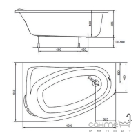 Асиметрична гідромасажна ванна Kolo Mystery 150 лівостороння (система економ) HE3751000