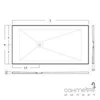 Душевой поддон из искусственного камня Hatria Dedicato Standart 200x80 Y1JP XX в цвете