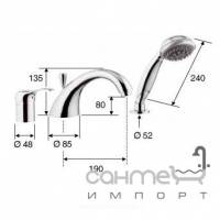 Змішувач для ванни врізний на три отвори Remer Rubinetterie SpA Musa M07 кольори в асортименті