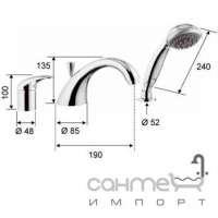 Змішувач для ванни врізний на три отвори Remer Rubinetterie SpA Ten T07 кольори в асортименті