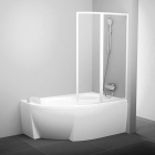 Ванна Ravak Rosa II 170 R з панеллю, ніжками, сифоном та душовою шторкою VSK2 (білий/transparent) права