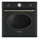 Электрический духовой шкаф Smeg Coloniale SF855A Черный, фурнитура золото