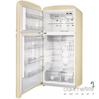 Холодильник соло, 80 см, No Frost Smeg 50s Retro Style FAB50RCRB кремовий, латунь, петлі праворуч