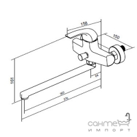 Смеситель для ванны с длинным изливом + душевой гарнитур AM.PM Sense F4087592 хром