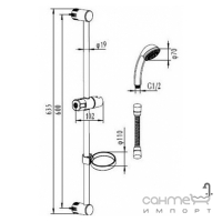 Смеситель для ванны с длинным изливом + душевой гарнитур AM.PM Sense F4087592 хром