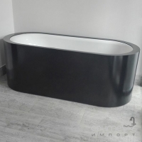 Отдельностоящая акриловая ванна с панелью из литого камня Vagnerplast Kasandra Corralit Oval VPBA175KAS2X чёрная