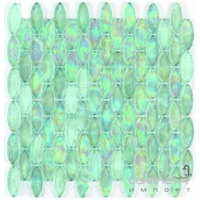 Мозаїка скляна 28x29 Veneto Design GLASS LUXOR GLASS M344 (блакитно-зелена з переливом)