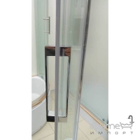 Напівкругла душова кабіна з дрібним піддоном Veronis KN-3-80 профіль сатин, скло прозоре