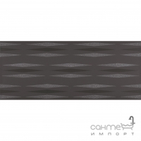 Плитка для стен, декор 25x60 Viva Ceramica Miroir Jaquard Cimento (черная) 655P9RN