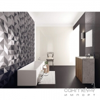 Плитка для стен, декор 25x60 Viva Ceramica Miroir Jaquard Cimento (черная) 655P9RN