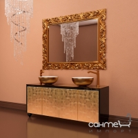 Тумба для ванної кімнати подвійна 1600 без раковин Marsan Penelope колір на вибір, фасад срібло/золото