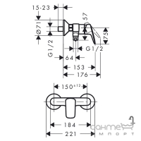 Смеситель для душа Hansgrohe Logis 71600000 хром + душевой гарнитур Hansgrohe 27764000