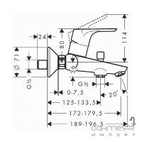 Змішувач для ванни Hansgrohe Focus 31940000 хром + душовий гарнітур Crometta-100 266664000 хром