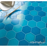 Настенная плитка, шестиугольная 25,4x29,4 Cerasarda Sardinia ESAGONA CORNICE TURCHESE ABBAMAR (голубая)